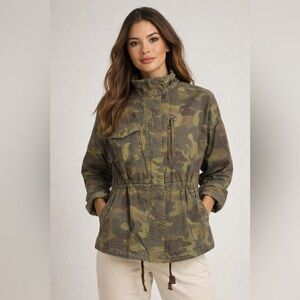 Anthropologie Marrakech Anorak Camo Utility Jacket - Olive Green Women's Jacket